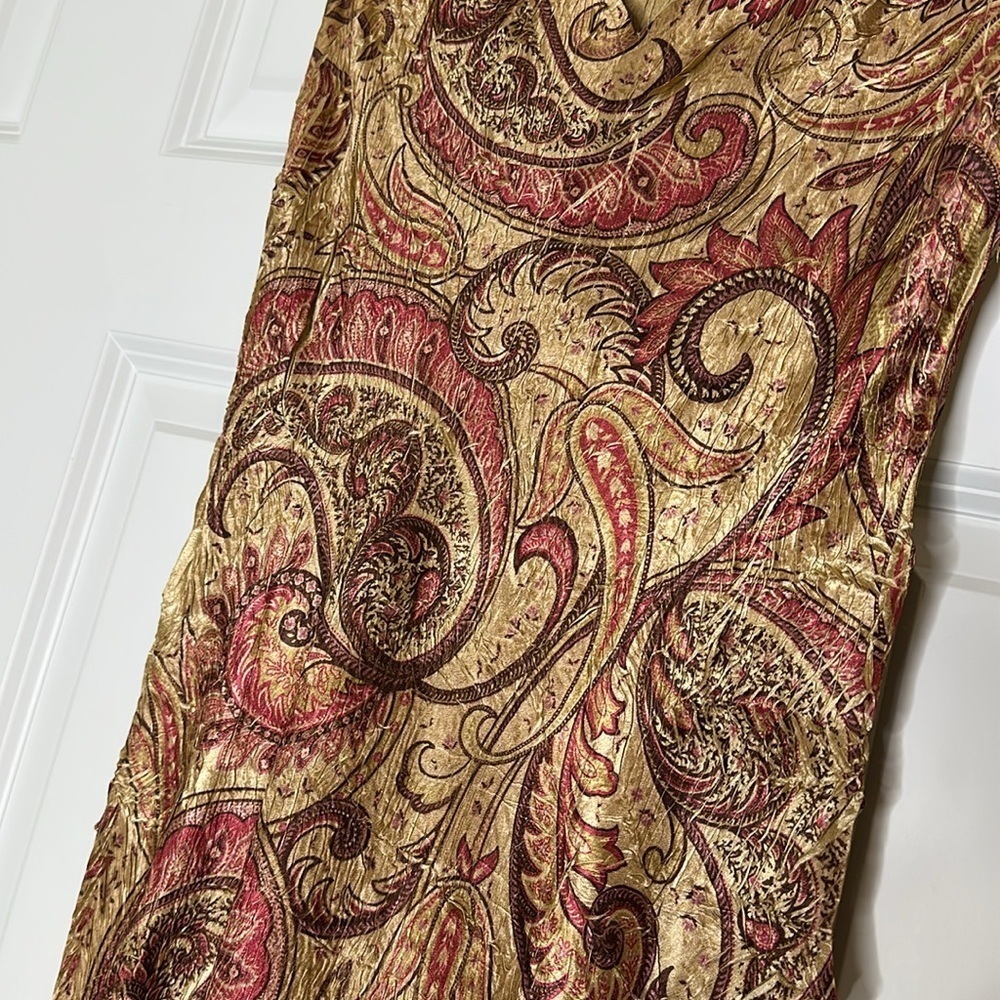 Komarov Gold Paisley Lace Detail Long Dress SzL - Picture 12 of 12